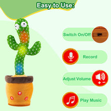 Load image into Gallery viewer, Ayeboovi Rechargeable Dancing Talking Cactus Toy for Baby Toddler,Singing Mimicking Recording Repeating with 120 Songs, Tummy time Toys for Girls Boys, Birthday or Chirstmas Gifts - Image 6