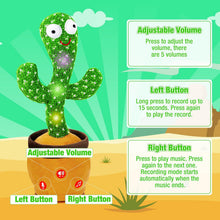 Load image into Gallery viewer, Ayeboovi Baby Toys Dancing Talking Cactus, Volume Adjustable Mimicking Recording Cactus Toy Repeats What You Say, Toddler Toys Singing Cactus with 120 Songs, Tummy Time Toys for Kids Boys Girls - Image 5