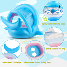 Load image into Gallery viewer, Baby Pool Float Swimming Float with Canopy Inflatable Floatie Swim Ring for Kids Aged 9-36 Months