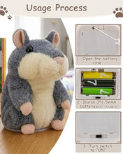 Load image into Gallery viewer, Ayeboovi Kids Toys Talking Hamster Repeats What You Say, Interactive Plush Toy for 2-5 Year Old Boys Girls - Gray - Image 7
