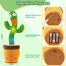 Load image into Gallery viewer, Ayeboovi Rechargeable Dancing Talking Cactus Toy for Baby Toddler,Singing Mimicking Recording Repeating with 120 Songs, Tummy time Toys for Girls Boys, Birthday or Chirstmas Gifts - Image 5
