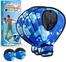 Load image into Gallery viewer, Ayeboovi Water Baseball Gloves Bouncing Ball Set for Beach Toys Pool Games,2 Baseball Style Glove for Catch Skipping Ball, Birthday Gift for Boy Girl Kid Age 8-12 &amp; Adult Teen, Blue
