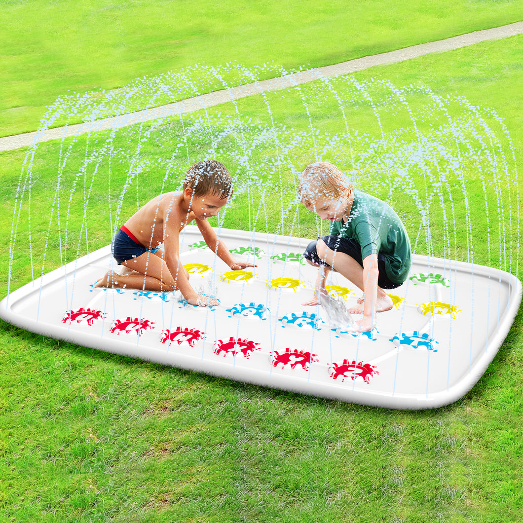 Ayeboovi Twist Splash Game – Water Toys Summer Outdoor Games 71'' Backyard Fountain Play Mat Sprinkler for Kids and Family